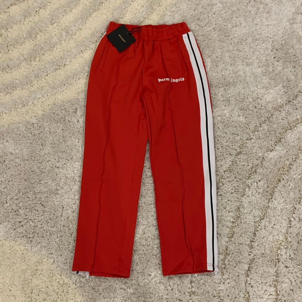 Palm Angels Classic Logo Tracksuit Striped Sweatpants Red Mens Size Large